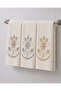 Boxed Set of 3 100% Cotton French Guipure Embroidered Gift Dowry Kitchen Towels 30X50 Size - 2