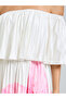 White Floral Off Shoulder A-Line Midi Dress - 4