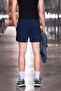 Lebrija men's organic cotton elastic waist navy shorts with print detail - 4