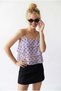 4943 Women's Polka Dot Chiffon Ruffled Strappy Crop Blouse Lilac - 2