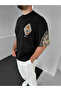 Black Oversize Anatolian Motif Premium Embroidered T-Shirt - 3