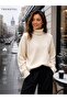 Women's Turtleneck Furry Oversized Sweater - 5