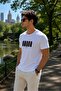 Men's Printed Crew Neck White Loose T-Shirt