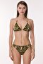 6619 Green Glitter Leopard Triangle Bikini Set