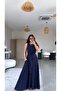 Navy Blue Flowy Loose Wide-Leg Belted Jumpsuit - 3
