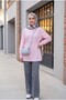 Striped Buttoned Modal Tunic with Side Laces - Pink - 3