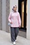 Striped Buttoned Modal Tunic with Side Laces - Pink - 4