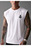 Men's Ship's Anchor Printed Zero Sleeve Bisilet Collar T-Shirt