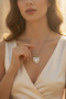 Stylish Design Steel Heart Pendant Necklace with Zircon Stone Detail for Women - 3