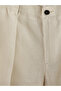 Beige Regular Fit 100% Linen Men's Pleated Trousers - 3