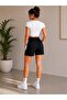 Modal Fabric Women's Shorts with Pockets and Side Stripe Detail - 3