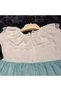 Girl's Scallop Collar Dress - 100% Natural Cotton - Ecru & Blue - 8