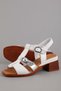 Women's Genuine Leather Mid-Heeled Daily Sandals Iz.12132 White - Silver - 7