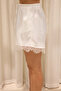 Atrani Lace Detail Ecru Satin Shorts - 4