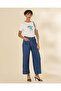 Women Blue Mid Wash Wide Leg Cropped Jeans - 2
