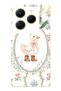 Infinix Hot 40I Compatible Transparent Phone Case with Goose and Flower Pattern