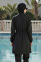 2-Piece Set (with Bonnet Gift) Parachute Fabric Hijab Swimsuit with High Collar, Front Zipper and Elastic Waist D79 - 3