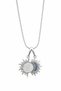 Gray Color Women's Necklace with Sun and Moon Figures and Zircon Stones