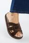 Bartolo Women's Leather Genuine Leather Caged Brown Slippers - 5