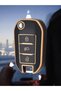 Peugeot 301 307 308 208 508 2008 3008 Partner Flip Key Protection Case Black/Gold with Headlights on