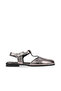 Lead Shiny Leather Women's Flat Sandals