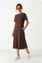 A-Line Summer Modal Dress Lub0005 Dark Brown - 2