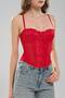 Women's lace-trimmed corset blouse with tie-back design - 6