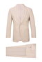 Beige Slim Fit Shawl Collar Patterned Suit