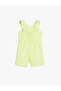 Girl's Short Sleeveless Ruffled Textured Jumpsuit - 2