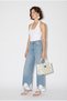 Women's Blue Stone Embroidered Lace Wide Leg Denim Trousers Dp261032 60286416 - 2