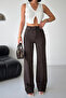 Women's Casual Wide Leg Brown Jeans - 4