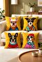 Set of 4 Patterned Dog Pillow Covers