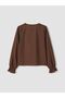 Lcw Vision Brown Ruffled V-Neck Embroidered Blouse - 7