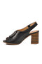 Black Genuine Leather Women's Heeled Sandals 2108518Y Z