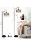 Arc Floor Lamp, 3 Color Temperatures, Dimmable, Remote, Rattan & Fabric Shades, Adjustable Height - 3