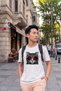 Unisex Oversize Cat with Glasses Printed White T-Shirt Minimalist Graphic Patterned Cotton Streetwear T-Shirt - 2