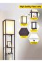 Floor Lamp with Shelves, Modern Standing Shelf Lamp for Living Room Office - Walnut Black - 4