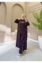 Women's 3-Piece Tracksuit Set with Hooded Long Cardigan Sweatshirt and Wide-Leg Pants, Two Threads N-05530 _ Purple