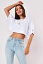 Women's Black-white Oversize Combed Cotton Crop T-shirt T-shirt