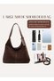 Women Ladies PU Suede Shoulder Bag Satchel Underarm Tote Handbag, Large-Capacity Multi-Pocket Retro Casual Design Fits iPad, Youth Daily Travel Party Work Shopping Commuting Crossbody Style (B - 4