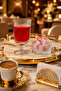 12-Piece Coffee Side Beverage Set - 6-Piece 200 ml Coffee Side Soft Drink Glasses and 6-Piece Glass Turkish Delight Cups - Turkish Coffee Presentation Set - 3