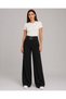 Women's Double Belt Detailed High Waist Comfortable Wide Leg Palazzo Trousers