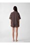 Shirt Collar Striped Women's Shorts Pajama Set (S6) - 4