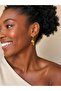 Gold Steel Dangle Leaf and Bead Detailed Hoop Earrings - 3