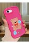 iPhone 7 Compatible Case Camera Protector Red Silicone Couple Phone Case Bear Pattern