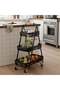 Atticus 3-Tier Multi-Functional Triangular Storage Cart - Space-Saving Kitchen Trolley, Rolling Utility Cart, Metal Organizer - 57 x 31 x 85 HCM