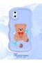 iPhone XS Compatible Case Camera Protector Blue Silicone Couple Phone Case Bear Pattern - 2