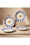 Apricot Patterned 4-Piece 19 cm Porcelain Cake Plate Set - 2