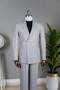 Exclusive striped linen double-breasted suit - grey