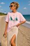 Women's Oversize T-Shirt Tara Beach Printed Pink – Crew Neck, Comfortable Fit, 100% Cotton - 3